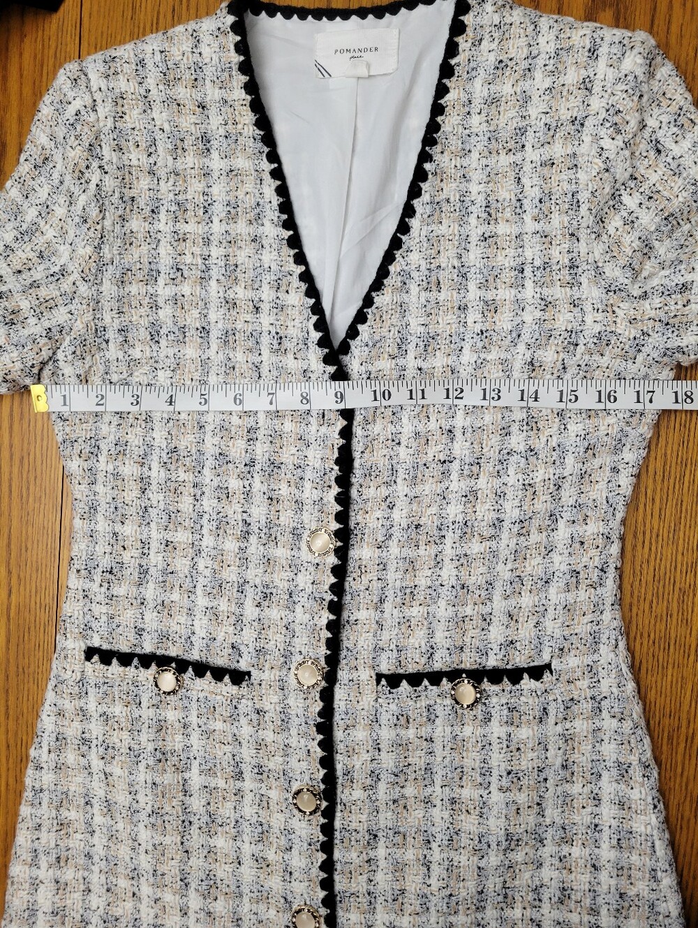 Pomander Place Tuckernuck White Tweed Josephine Mini Dress Size Small - Picture 9 of 11